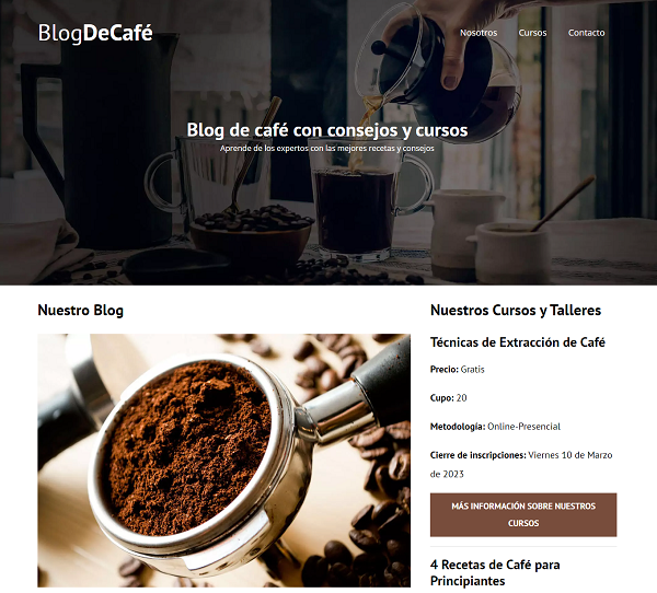 granos de café y café sirviendose